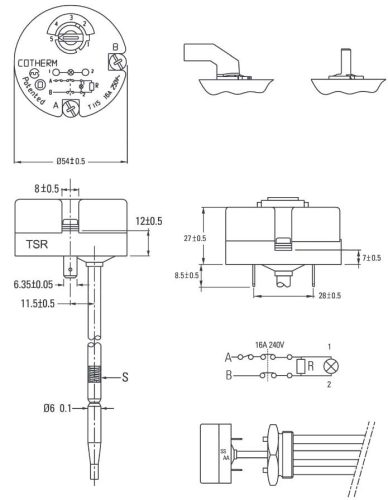 Hőmérséklet szabályozó és korlátozó kerek COTHERM 45 cm TSR  6312040076 # 1312040076 #