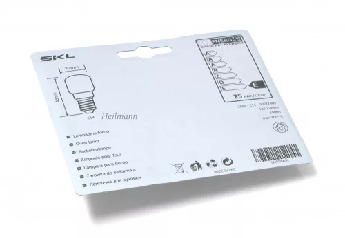 Tűzhely sütő izzó 300°C  E14, 25W, 230/240V hőálló  2db./csomag