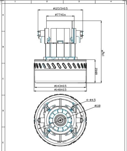 Takarítógép motor univerzális Karcher, Philips, Rowenta 1000W 