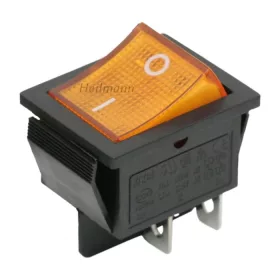   SZV 611 - 612  jelzőlámpás kapcsoló 31x22mm sárga #  16A 250V, 20A 125V. 4 CONTACTS. #