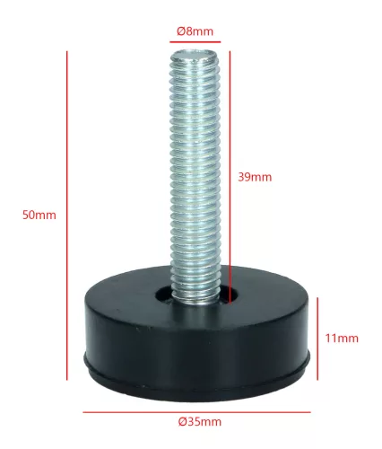 Mosógép láb M8 x 40 (szigetelt fejű csavar)  (az ár 1db.-ra értendő)   