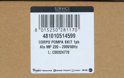 Whirlpool - mosogatógép főmotor (keringető szivattyú) 481010514599 # 72W 220-230V 50HZ (eredeti, gyári) BAUKNECHT keringető 481010600913 Pl.: ADP500IX ; ADP200WH #