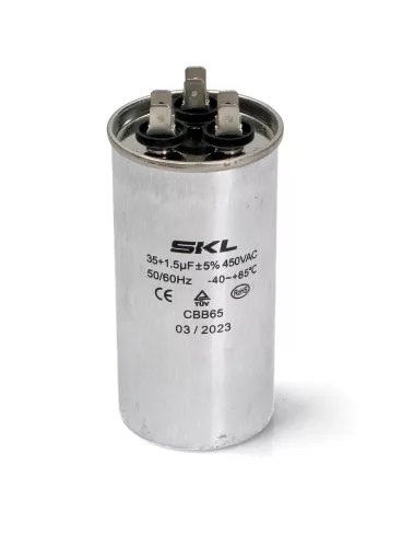 Klíma kondenzátor 35+1.5µF, 450V, 50/60Hz. Ø50x100mm