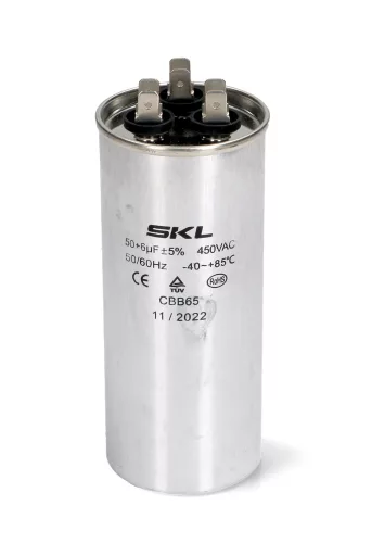 Klíma kondenzátor 50+6µF, 400V. 50/60Hz. Ø50x120mm