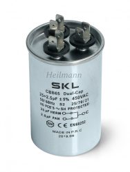 Klíma kondenzátor 25+2.5µF, 450V, 50/60Hz. Ø50x80mm